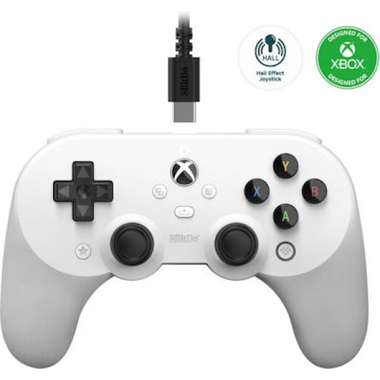 8Bitdo Pro 2 Ενσύρματο Gamepad για PC / Xbox One / Xbox Series White