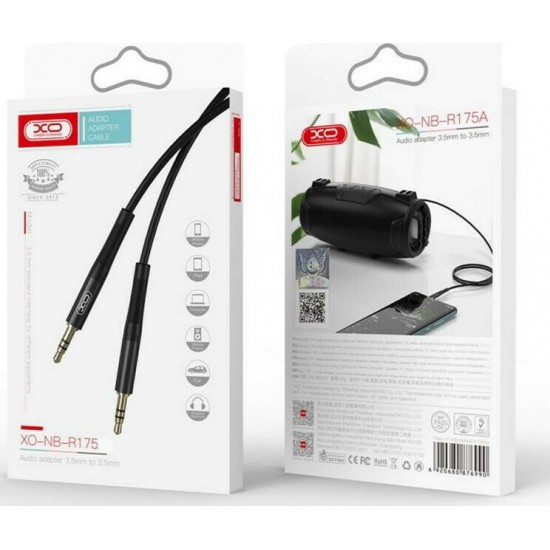 XO Cable 3.5mm male - 3.5mm male Μαύρο 2m (XO-NB-R175-2M)