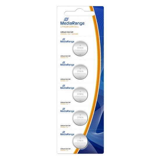 MediaRange Lithium Coin Cells CR1616|3V Pack 5  (MRBAT135)