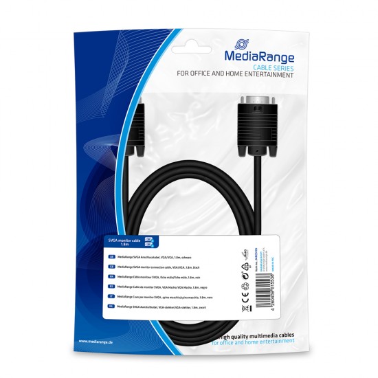 Καλώδιο MediaRange SVGA monitor connection cable, VGA/VGA, 1.8m., Black (MRCS105)