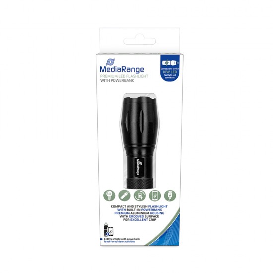 MediaRange LED flashlight with powerbank, 1.800mAh battery, black (MR735)