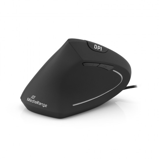 MediaRange Corded ergonomic 6-button optical mouse for left-handers (Black, Wired) (MROS231)