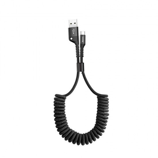 Baseus Fish Eye Spiral USB 2.0 Cable USB-C male - USB-A male Μαύρο 1m (CATSR-01) (BASCATSR01)