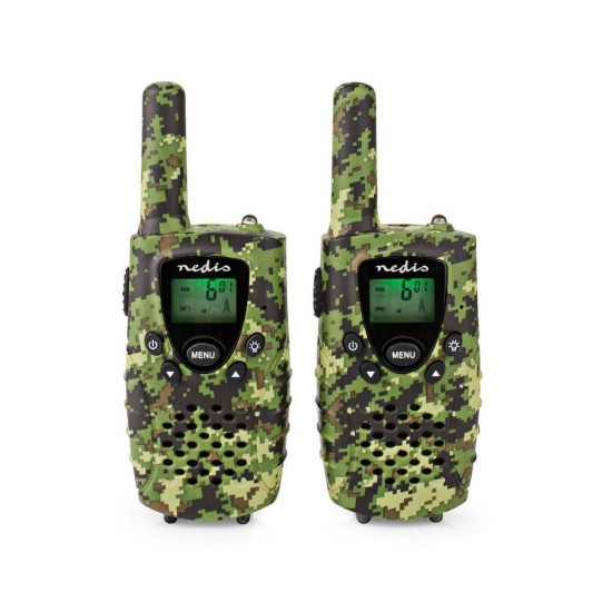 Nedis Walkie Talkie με Μονόχρωμη Οθόνη Σετ 2τμχ Camo Green (WLTK0810BK) (NEDWLTK0810BK)