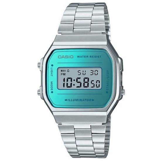 Casio Vintage Iconic Ψηφιακό Ρολόι Μπαταρίας με Ασημί Μεταλλικό Μπρασελέ (A-168WEM-2EF) (CASA-168WEM-2EF)