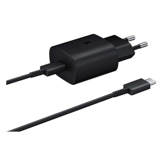 Samsung Φορτιστής με Θύρα USB-C και Καλώδιο 1m USB-C 25W Μαύρος (TA800XBEGWW) (SAMTA800XBEGWW)