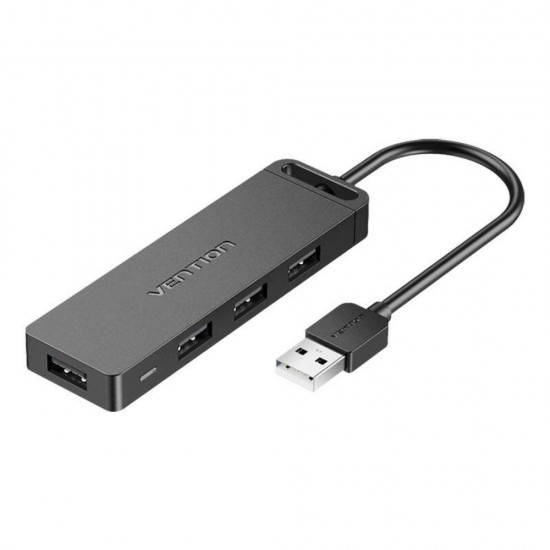 VENTION 4-Port USB 2.0 Hub with Power Supply 0.15M Black (CHMBB) (VENCHMBB)