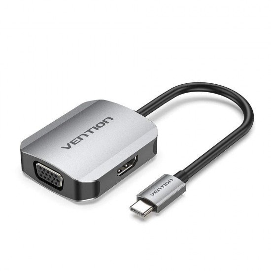 VENTION Type-C to HDMI/VGA Converter 0.15M Gray Aluminum Alloy Type (TDIHB) (VENTDIHB)