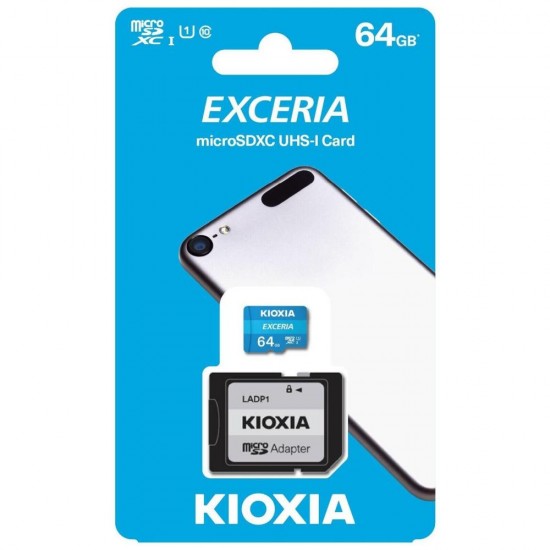 Kioxia Exceria microSDXC 64GB Class 10 U1 UHS-I με αντάπτορα (LMEX1L064GG2) (KIOLMEX1L064GG2)