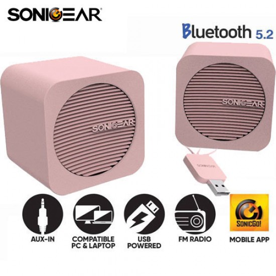 SONIC GEAR BLUETOOTH 5,2 SPEAKERS 2,0 BLUE CUBE PEACH