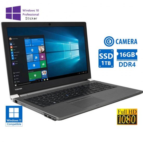 Toshiba (A-) Tecra Z50-E i7-8550U/15.6``FHD/16GB DDR4/1TB SSD/DVD/Camera/10P Grade A- Refurbished La