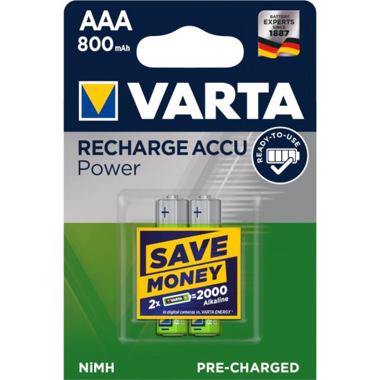 VARTA ΕΠΑΝΑΦΟΡΤΙΖΟΜΕΝΗ 800mAh συσκ.2 AAA