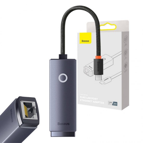 Baseus Αντάπτορας Δικτύου Lite Series USB-C σε RJ45 (Γκρι)