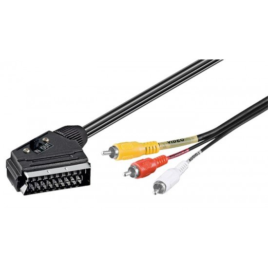 GOOBAY καλώδιο SCART 21-pin σε 3x RCA 50365, 3m, μαύρο