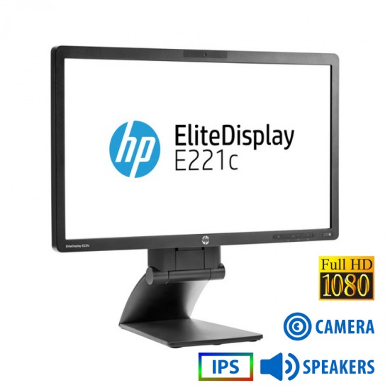 Used Monitor EliteDisplay E221c IPS LED/HP/22\\"FHD/w/Camera/1920x1080/Wide/Black/w/Speakers/D-SUB & D