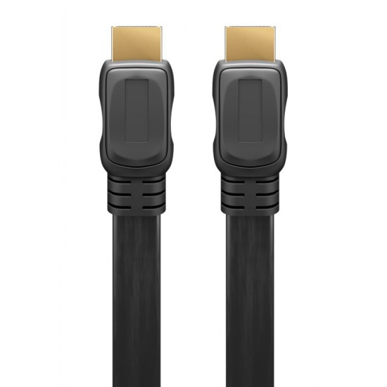 GOOBAY καλώδιο HDMI 2.0 με Ethernet 61281, flat, 18Gbit/s, 4K, 5m, μαύρο