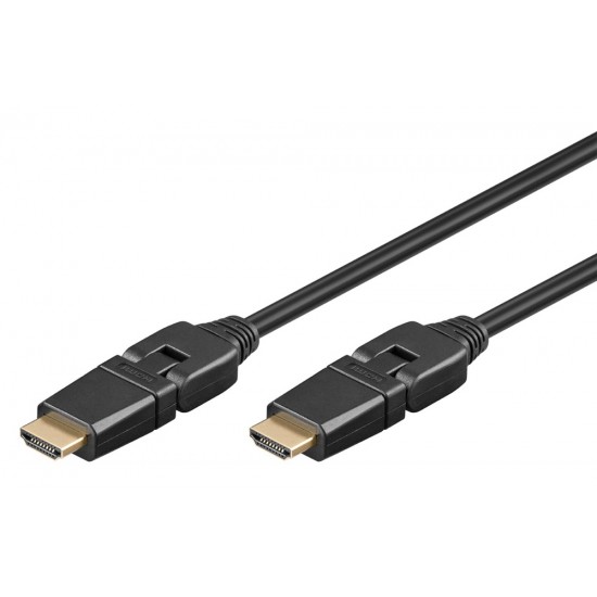 GOOBAY καλώδιο HDMI 61286, Ethernet, 360° βύσμα, 4K, 18Gbit/s, 2m, μαύρο