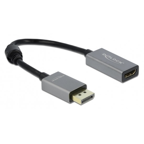 DELOCK αντάπτορας DisplayPort 1.4 σε HDMI 66436, 4K HDR, active, γκρι