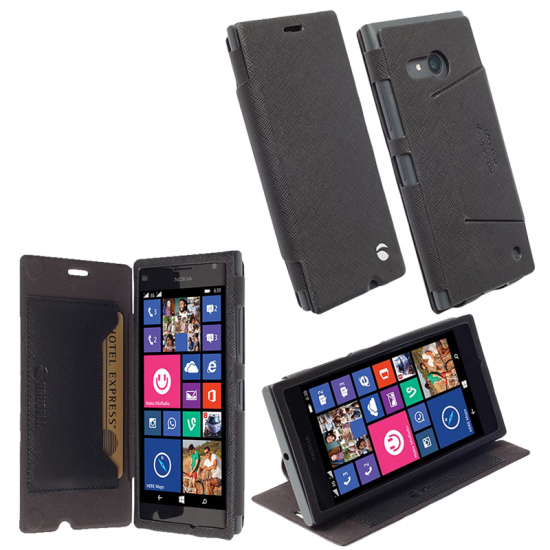 VOLTE-TEL ΘΗΚΗ NOKIA LUMIA 730 LEATHER MALMO FLIPCOVER STAND BLACK KRUSEL