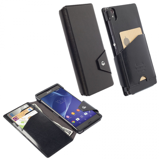 KRUSELL ΘΗΚΗ SONY XPERIA Z3 LEATHER WALLET FLIP CASE KALMAR BLACK