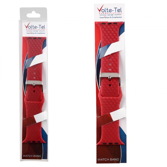 VOLTE-TEL ΛΟΥΡΑΚΙ ΡΟΛΟΓΙΟΥ ΣΙΛΙΚΟΝΗΣ APPLE WATCH 42/44mm 22mm NET RED