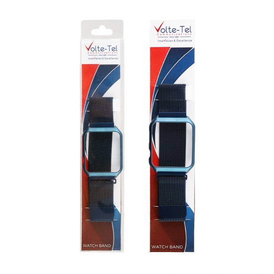 VOLTE-TEL ΛΟΥΡΑΚΙ ΜΕΤΑΛΛΙΚΟ ΜΕ ΠΛΑΙΣΙΟ APPLE WATCH 42mm/WATCH 2/WATCH 3 22mm NAVY BLUE