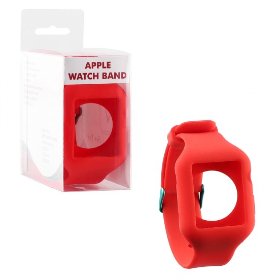 VOLTE-TEL ΛΟΥΡΑΚΙ ΡΟΛΟΓΙΟΥ ΣΙΛΙΚΟΝΗΣ ΜΕ ΠΛΑΙΣΙΟ APPLE WATCH 42mm/WATCH 2 22mm RED