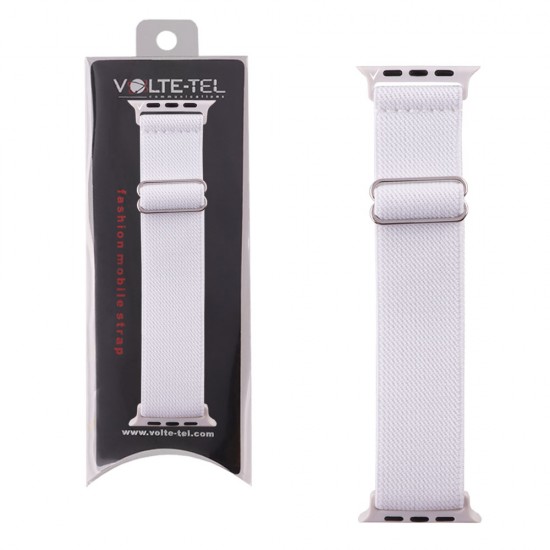 VOLTE-TEL ΛΟΥΡΑΚΙ ΡΟΛΟΓΙΟΥ APPLE WATCH 38/40/41mm ELASTIC BRAIDED NYLON WHITE VT101