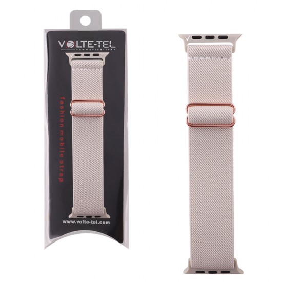 VOLTE-TEL ΛΟΥΡΑΚΙ ΡΟΛΟΓΙΟΥ APPLE WATCH 38/40/41mm ELASTIC BRAIDED NYLON BEIGE VT101