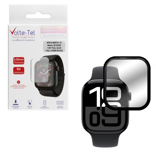 VOLTE-TEL TEMPERED PLEXI GLASS APPLE WATCH 10 46mm 3D EDGE 1.96