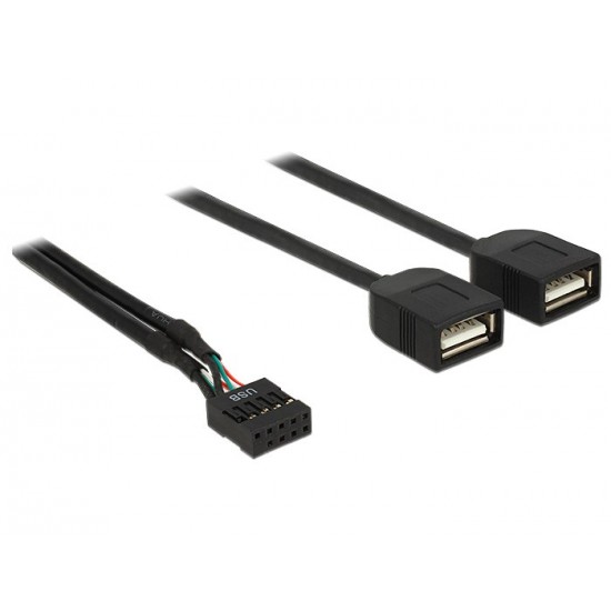 DELOCK καλώδιο USB-A interface σε 2x USB Type-A female 83823, 0.4m