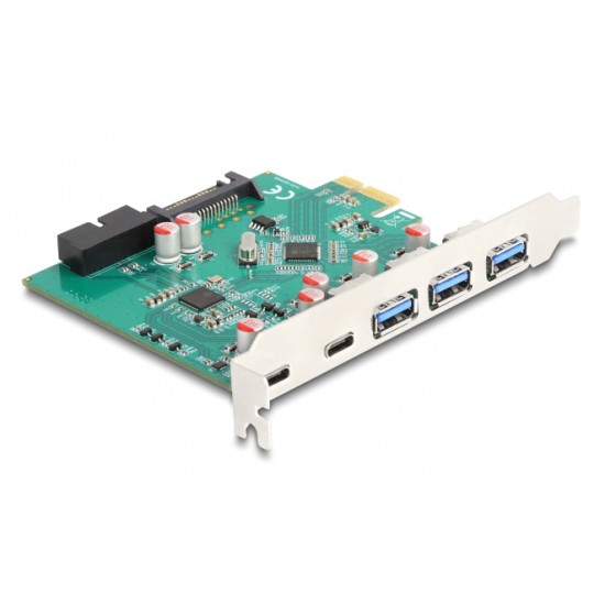 DELOCK κάρτα επέκτασης PCI x1 σε 3x USB/2x USB-C/19-pin 90109, 5Gbps