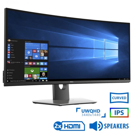 Used Monitor U3417W Curved IPS LED/Dell/34\\"UW-QHD/3440x1440/Black/w/Speakers/DP & Mini DP & 2xHDMI &