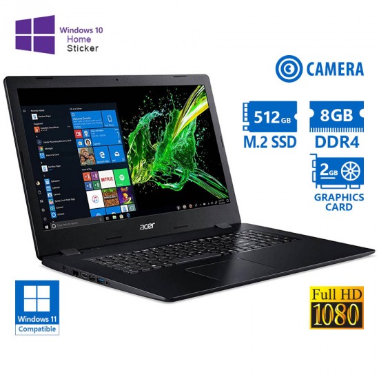 Acer Aspire A317-51G i5-10210U/17”FHD/8GB DDR4/512GB M.2 SSD/DVD/Camera/Nvidia 2GB/10H Grade A Refur