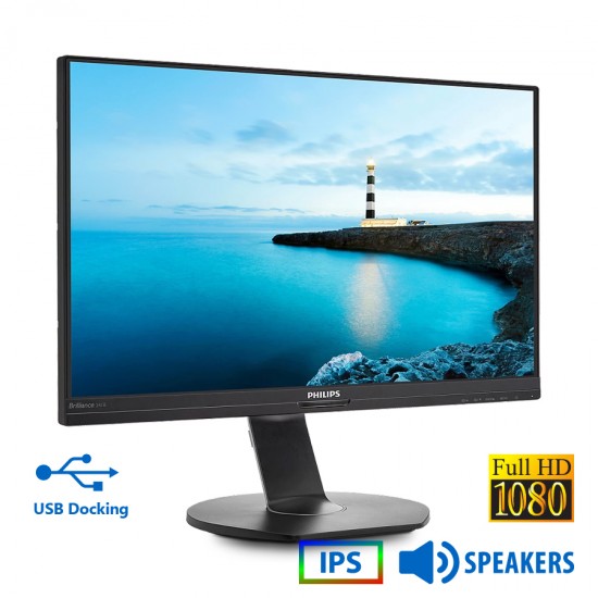 Used (A-) Monitor 241B7QUPEB/00 IPS LED/Philips/24\\"FHD/1920x1080/Wide/Black/w/Speakers/USB Docking/G