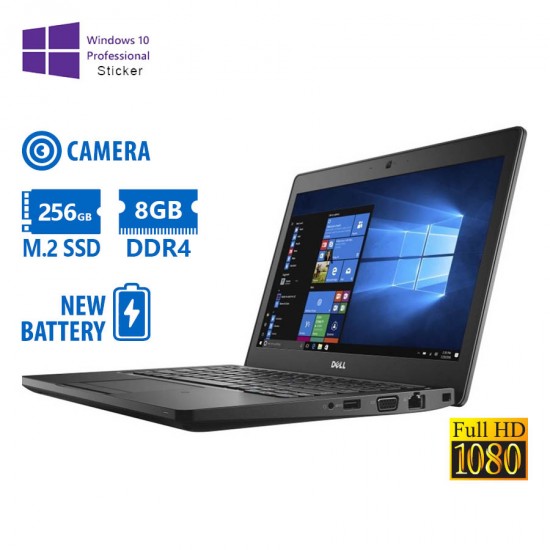 Dell (A-) Latitude 5280 i5-7200U/12.5``FHD/8GB DDR4/256GB M.2 SSD/No ODD/Camera/New Battery/10P Grad