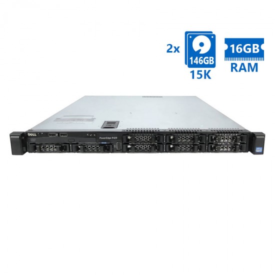 Refurbished Server Dell Poweredge R420 R1U E5-2430(6-cores)/16GB DDR3/2x146GB 15K/8xSFF/1xPSU/No ODD