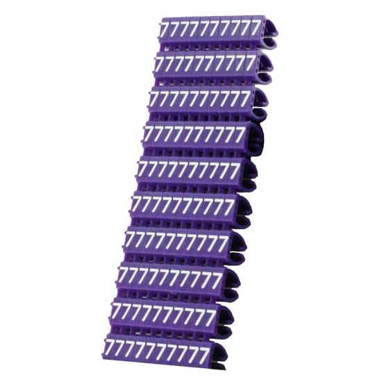 POWERTECH Clip αρίθμησης καλωδίου Νο 7, Purple, 10τεμ.