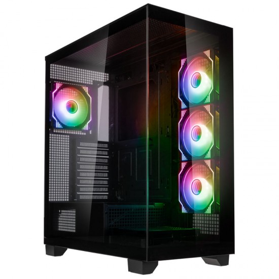 Kolink Unity Arena ARGB Midi Tower Showcase - Black E-ATX 420mm clearance with 4 ARGB Fans