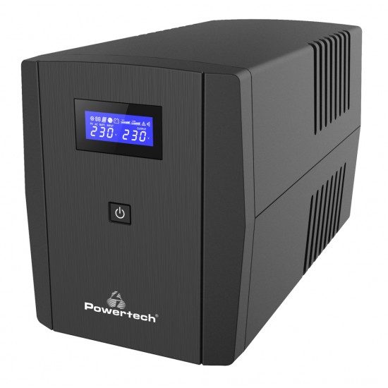 POWERTECH UPS Line Interactive PT-1298 με οθόνη, 2200VA, 1320W, 4x Schuko, 2x RJ45/RJ11, USB Type B