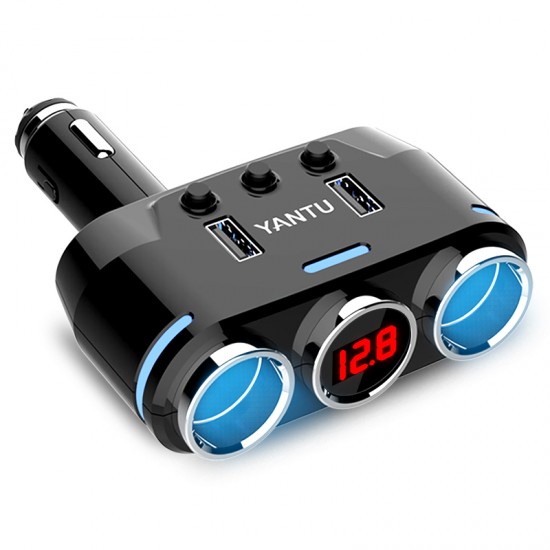 Car Cigarette Lighter Socket Splitter B39 Type B - 2 sockets + 2xUSB - 2,1A 100W with display