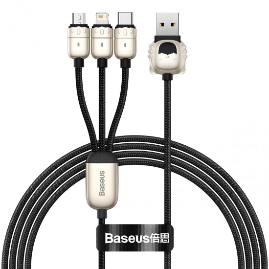 Baseus Cable Year of the Tiger 3 in 1 - USB to Type C, Lightning, Micro USB - 3,5A 1,2 metres (CASX010001) black