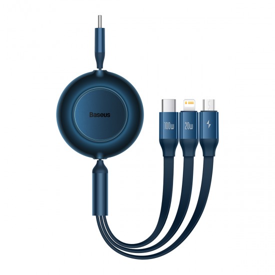 Baseus Cable Bright Mirror 2 3 in 1 - Type C to Micro USB, Lightning, Type C - 100W 1,1 metres (CAMJ010203) blue