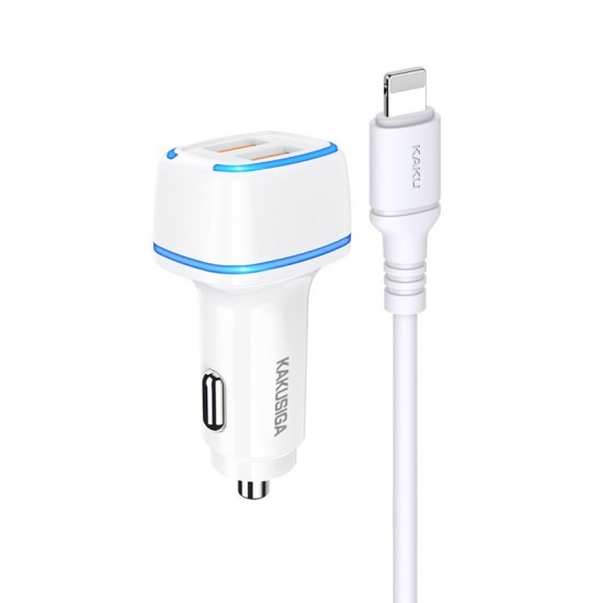 KAKU Car Charger KSC-528 Shengyu - 2xUSB - 2,8A with USB to Lightning white