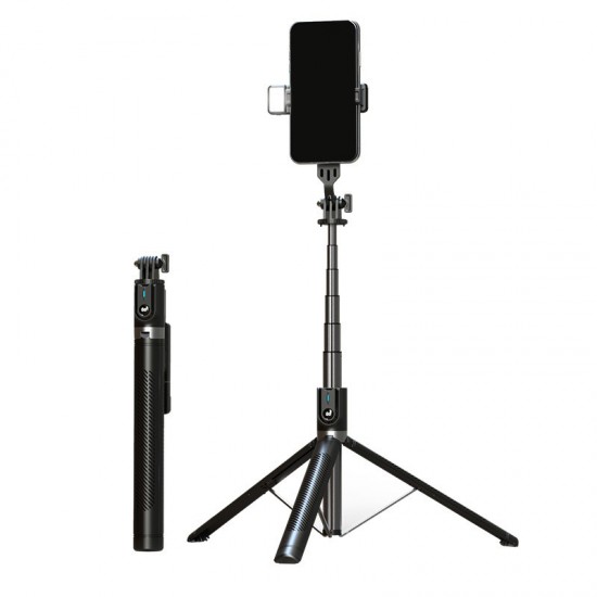 Selfie Stick - with detachable bluetooth remote control, tripod and LED light - P100D BLACK