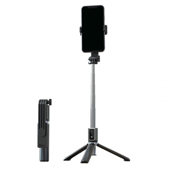 Selfie Stick MINI - with detachable bluetooth remote control and tripod - P40S BLACK