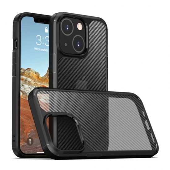 (iPhone 13 mini) Techsuit Back Cover Carbon Fuse Μαύρο