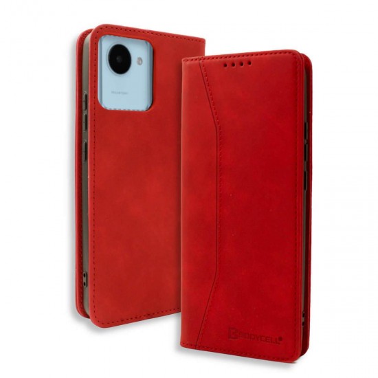 (Realme C30) Bodycell Book Cover  Δερματίνης Κόκκινο