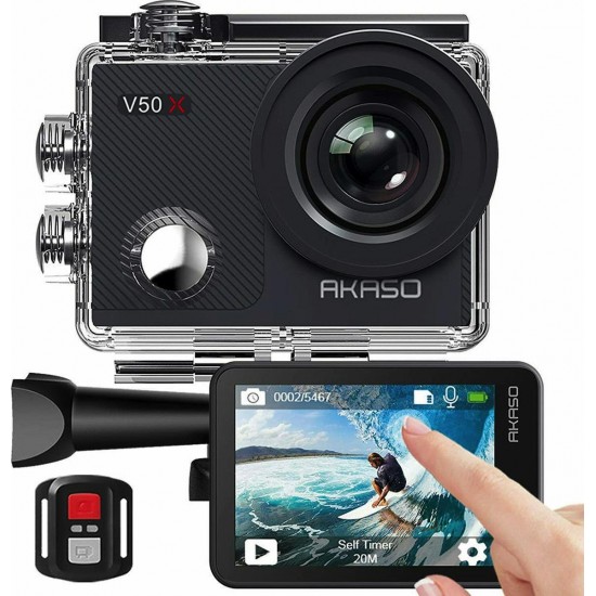 Akaso V50X Action Camera 4K Ultra HD με WiFi Μαύρη με Οθόνη 2''