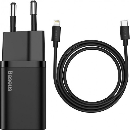 Baseus Φορτιστής USB-C Και Καλώδιο Lightning 20W Μαύρος